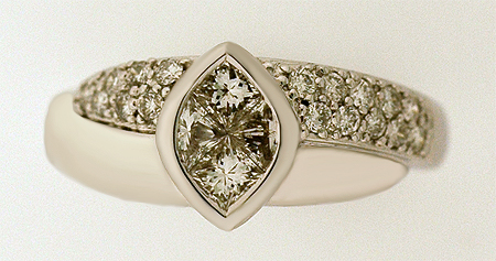 Diamond double crossover ring by Simon Golub & Sons
