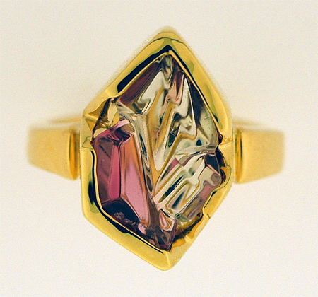 Custom bi-color tourmaline ring made by Fran Cook