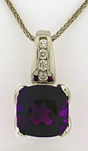 Amethyst and diamond pendant