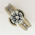 14K white custom diamond ring
